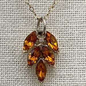 Gold Plated Chain Necklace with Citrine Gemstone Pendant Women’s Gift Jewelry